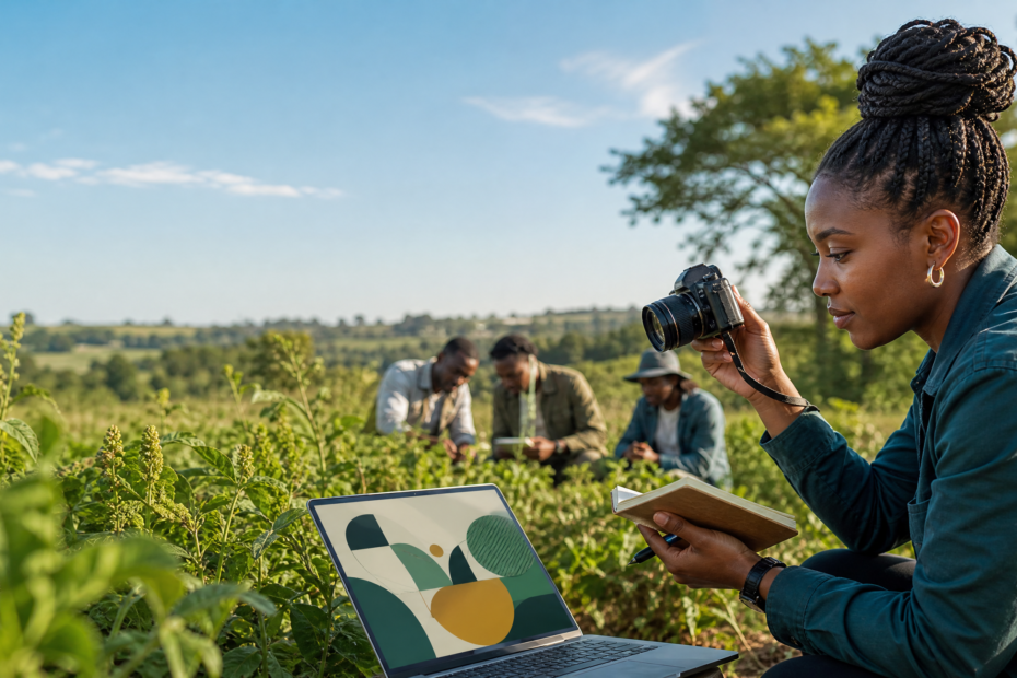 Communications assistant documenting an agricultural research project in Kenya